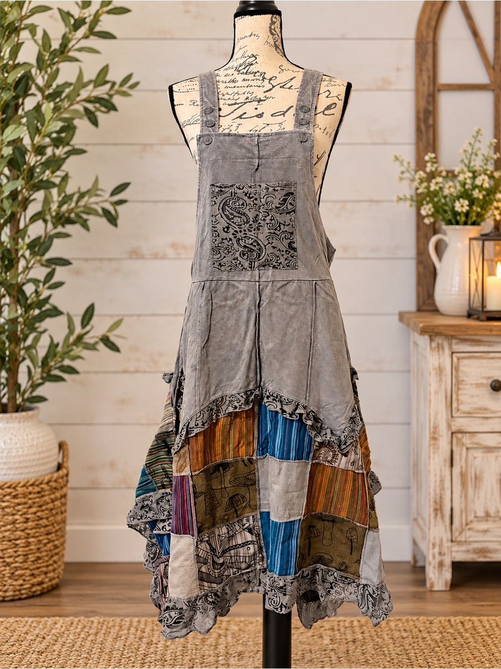 Hippie Boho Print Patchwork Overall Dress🛍️